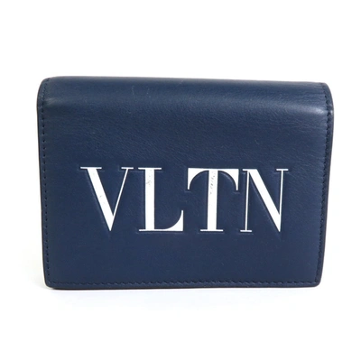 Valentino Garavani Vltn Leather Wallet () In Navy
