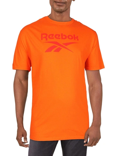 Reebok Mens Logo Crewneck Graphic T-shirt In Orange