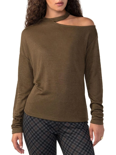 Sanctuary Womens Knit Cold Shoulder Pullover Top In Brown