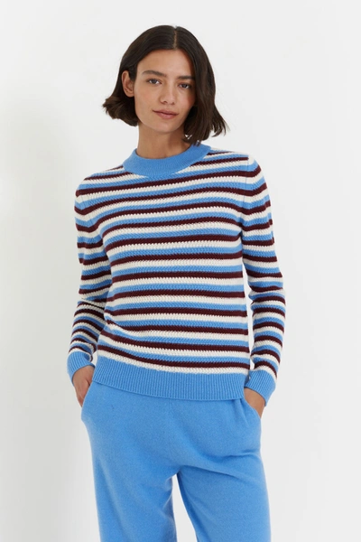 Chinti & Parker Uk Blue Wool-cashmere Basket Weave Sweater
