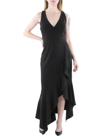 Xscape Womens Crepe V Neck Evening Dress In Black