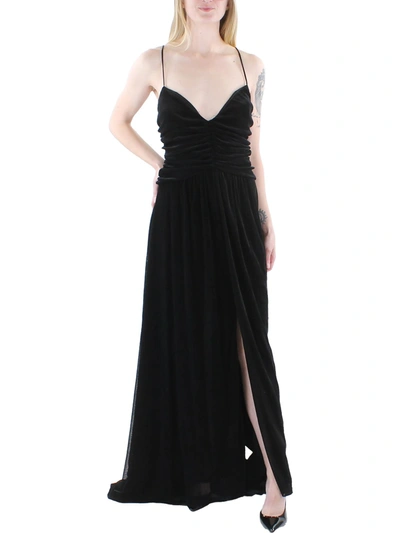 Donna Karan Womens Mesh Ruched Evening Dress In Black
