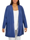 ANNE KLEIN PLUS WOMENS RIBBED OPEN FRONT CARDIGAN SWEATER
