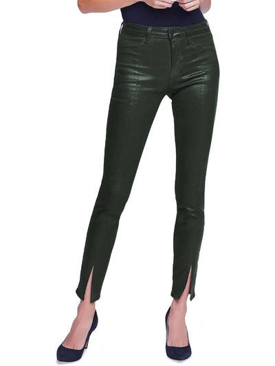 L Agence Womens High Rise Split Ankle Skinny Jeans In Army Coated