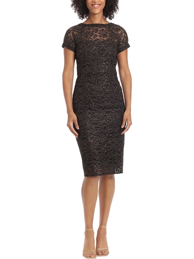 Maggy London Womens Lace Metallic Cocktail And Party Dress In Black