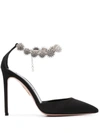 Aquazzura Comet 105 Crystal-embellished Pumps In Black