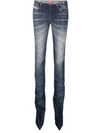 Diesel Distressed Stonewashed Denim Pantaboots In Denim