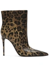 Dolce & Gabbana Women's 105mm Leopard Leather Booties In Stampato Leo