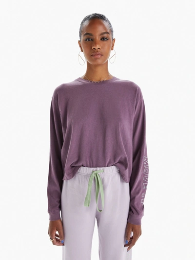 Mother The L/s Twister Crop Get Physical Flint T-shirt (also In S, M,l, Xl) In Purple