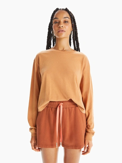 Mother The L/s Twister Crop Get Physical Sandstone T-shirt (also In S, M,l, Xl) In Orange