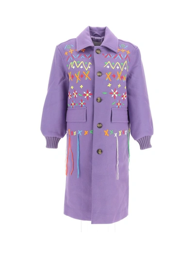 Mira Mikati Fair Isle Embroidered Coat In Lillac