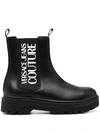 Versace Jeans Couture Leather Chelsea Boots In Black