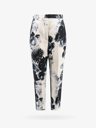 Alexander Mcqueen Viscose Trouser With Floral Print In Multi