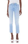 Mother The Dazzler Raw Hem Crop Slim Jeans In Sun Kissed