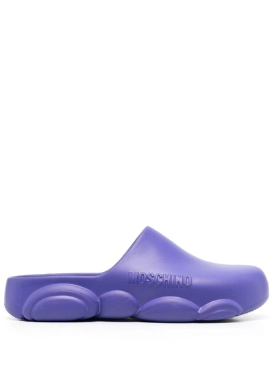 Moschino Men's Teddy-sole Slide Sandals In Purple