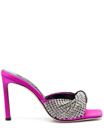 Sergio Rossi Crystal-embellished Heeled Sandals In Fuchsia