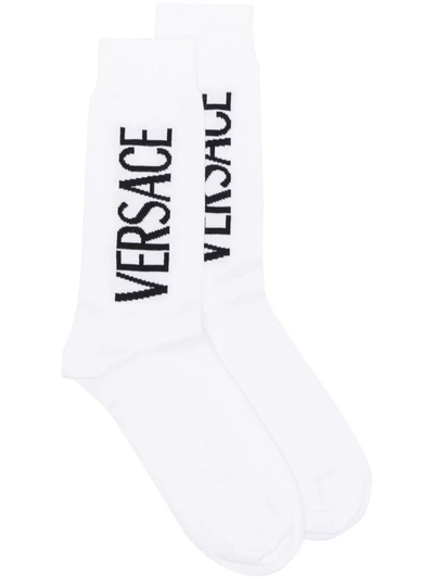 Versace Logo-print Socks In White