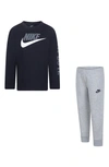 Nike Kids' Sportswear Futura T-shirt & Joggers Set In Dark Grey Heather/ Black