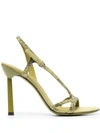 Ferragamo Rhinestone-embellished Calf Leather Sandals In Yellow