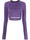 Jacquemus Cropped Twist Sleeve Top With Open Back In Purple