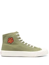 Kenzo Embroidered Motif Ankle-length High-top Sneakers In Green