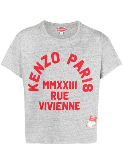 Kenzo Logo-print Short-sleeve T-shirt In Gris Perle