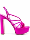 Le Silla Asymmetric Block Heel Platform Sandals In Bougainvillea