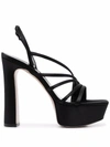 Le Silla Asymmetry Heel Platform Sandals In Black