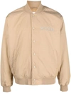 Moschino Embroidered-logo Bomber Jacket In Brown