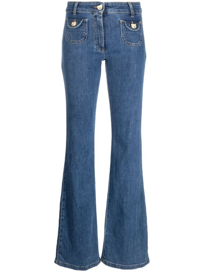 Moschino Teddy Mid-rise Flared Jeans In Blue