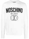 Moschino Classic Ribbed Crewneck Sweater In White