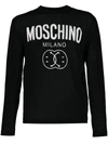Moschino Textured Knit Crewneck Sweater In Black