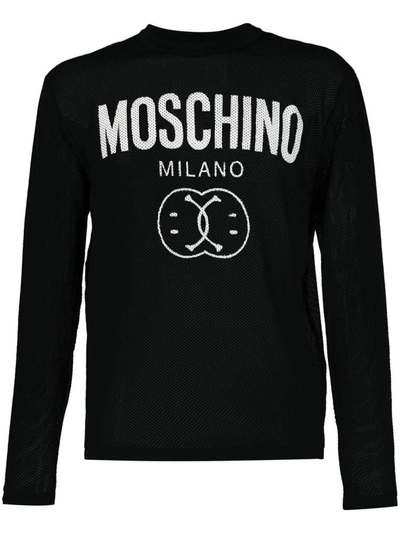 Moschino Logo-knit Cotton Jumper In Black