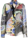 Moschino Abstract Print Silk Blouse In Black