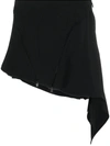 Mugler Fluid Cady Asymmetric Mini Skirt In Black