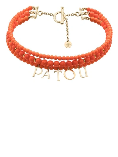 Patou Pop Peals Logo-charm Necklace In Orange