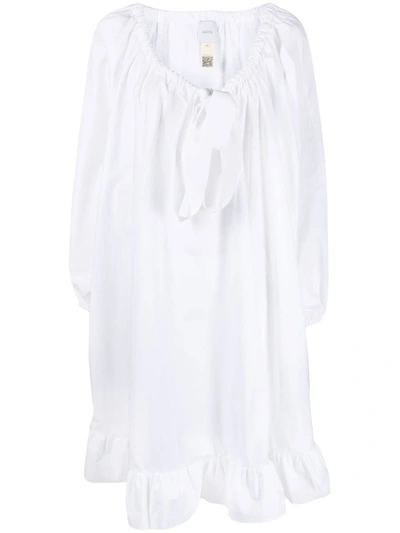 Patou Tie-neck Peplum Dress In Blanco