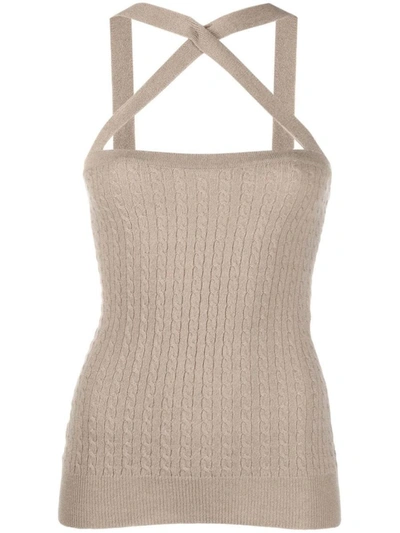 Patou Cable-knit Halterneck Top In Cream