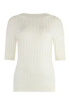Peserico Ribbed Knit T-shirt In White