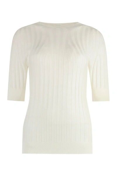 Peserico Women's Lurex Knit T-shirt In White