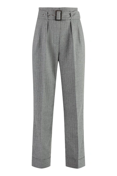 Peserico Wool Blend Trousers In Grey