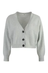 Peserico Ribbed-knit Button Cardigan In Grey