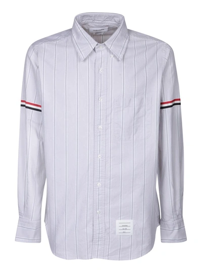 Thom Browne Striped Cotton Shirt In Grey