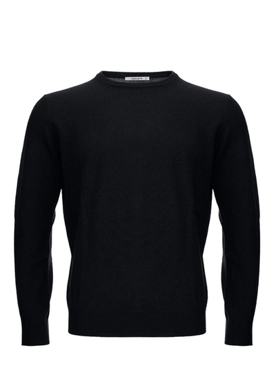 Kangra Black Wool Blend Round Neck Sweater