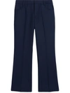 Ami Alexandre Mattiussi Flared Mid-rise Wool Blend Trousers In Bleu Nautique