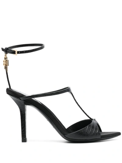 Givenchy Black Leather And Fabric Sandal