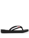 Kenzo 25mm Setta Nylon Thong Flats In Black