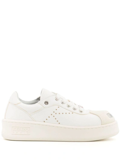 Kenzo Woman Sneakers White Size 11 Soft Leather