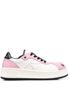 Kenzo Leather Low Top Sneakers With Perforated Detailing In Pink