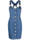 Moschino Button-up Denim Minidress In Blue